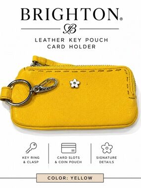 Brighton Yellow Leather Coin Pouch with Polka Dot Lining